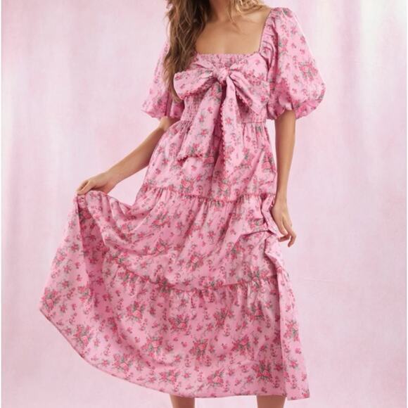 Peach Love California Dresses & Skirts - Peach Love California Pink Puff Sleeve Mini Dress‎
